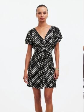 Madewell Black Mini Dress with White Floral Print
